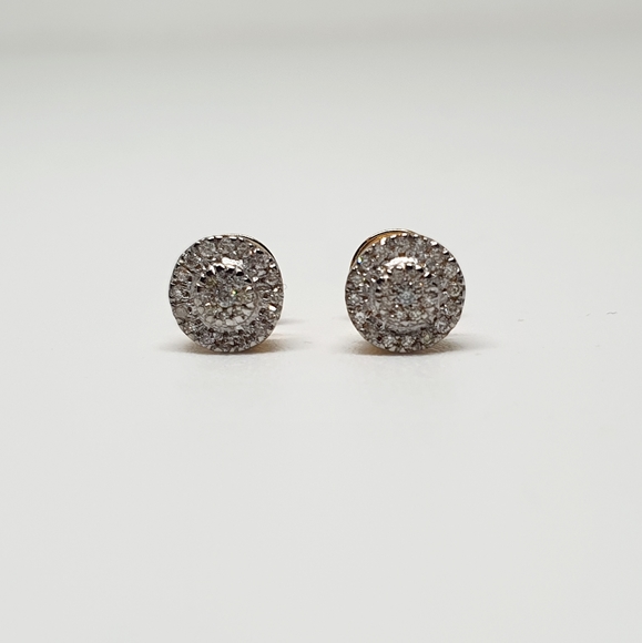 18K Gold & Natural Diamonds Stud Earrings For Women - Picture 2 of 6